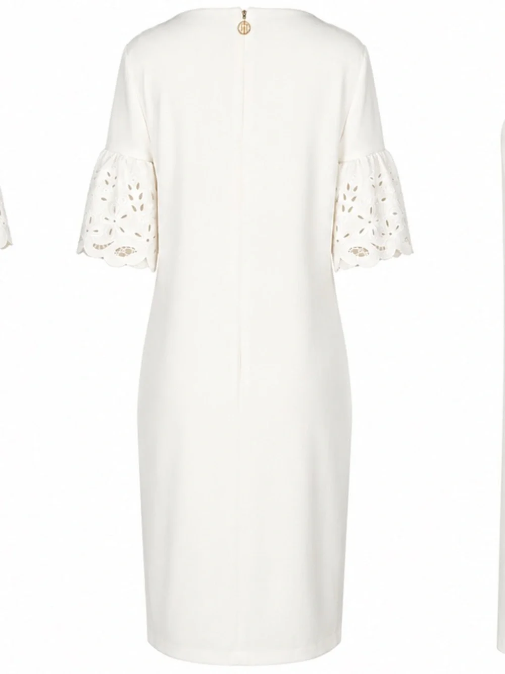 Tommy Hilfiger White Eyelet Sleeve Shift Dress - White - Size 14